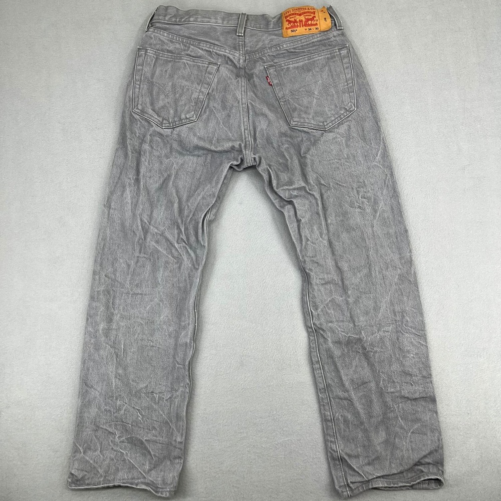 Levis 501 Mens Grey Straight Leg Original Fit Denim Jeans 34x30 00501-1403